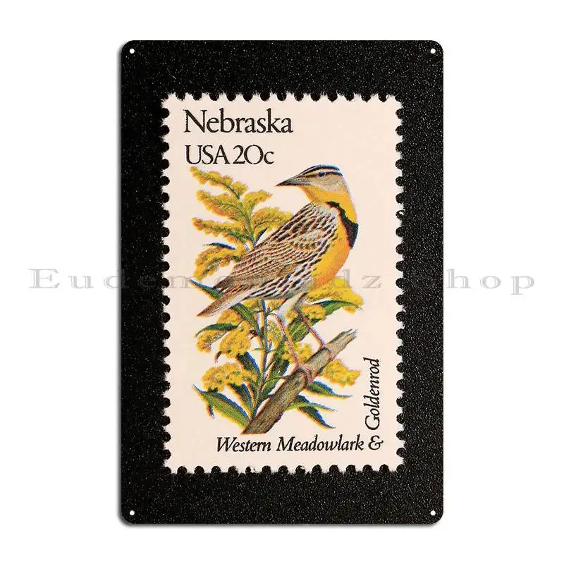 1982 20c Nebraska State Bird And Flower Postage Stamp Metal Sign Decoration Club Bar Printing Wall Decor Tin Sign Poster