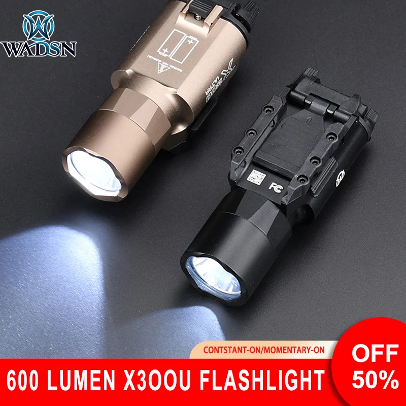 

WADSN X300U X300 Tactical Flashlight 600 Lumens White LED Pistol Weapon light Rifle Airsoft Scout Light For 20MM Picatinny Rail