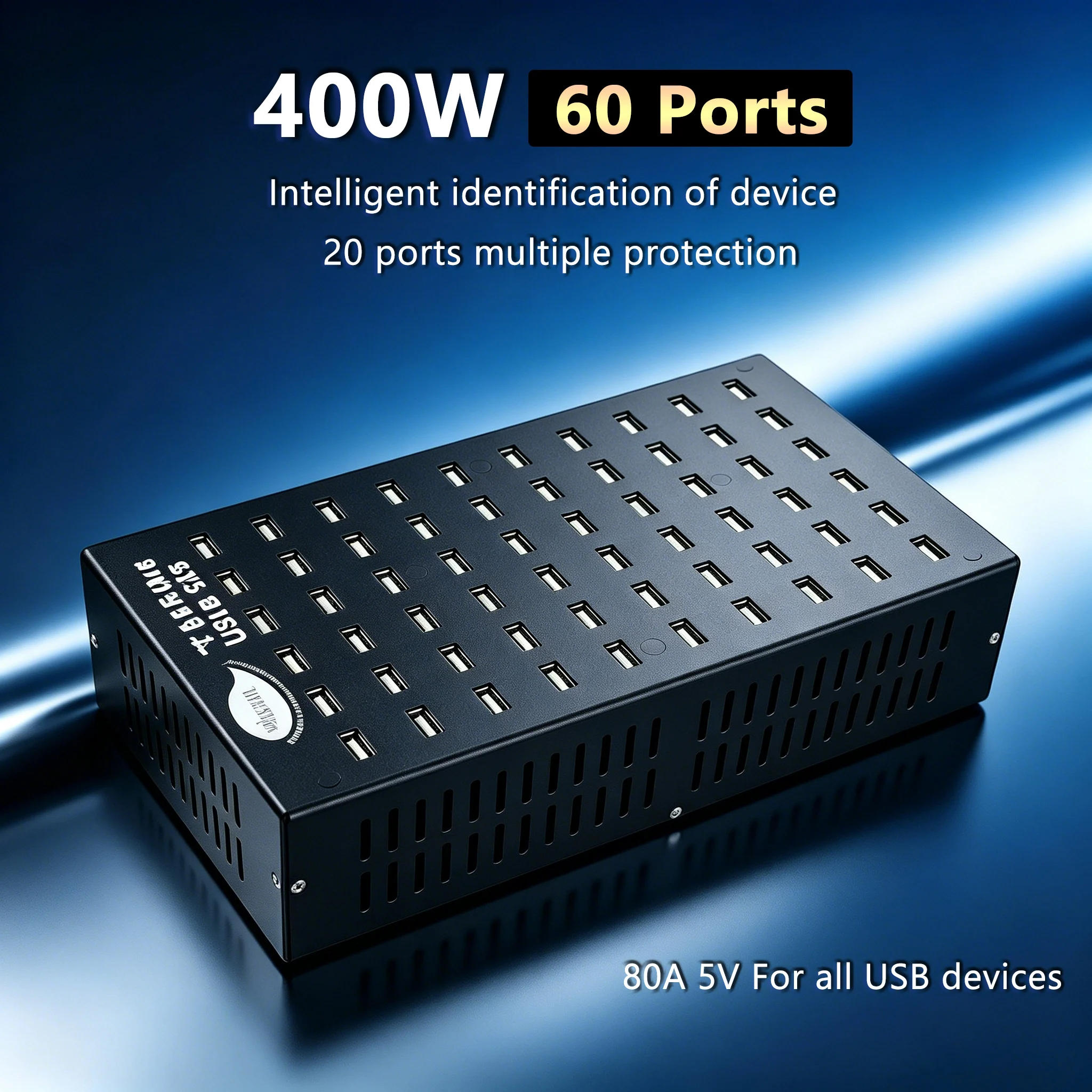 

USB Charging Station 400W 60 Ports High Power Multi-Device Management Wall Charger for iPhone Android Samsung Multiple Phones