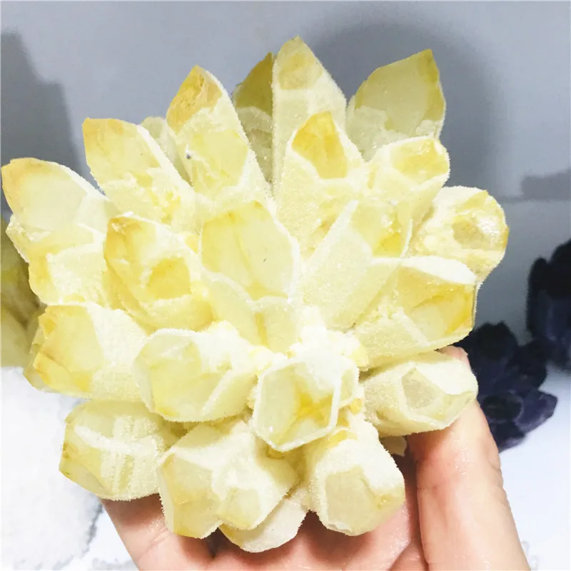 Natural crystal yellow halo quartz cluster crystal home decoration