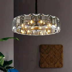 Amber Crystal Lustre Home Appliance Luxury Smoke Grey Ceiling Chandelier Modern Exquisite LED Pendant Light for Living Room