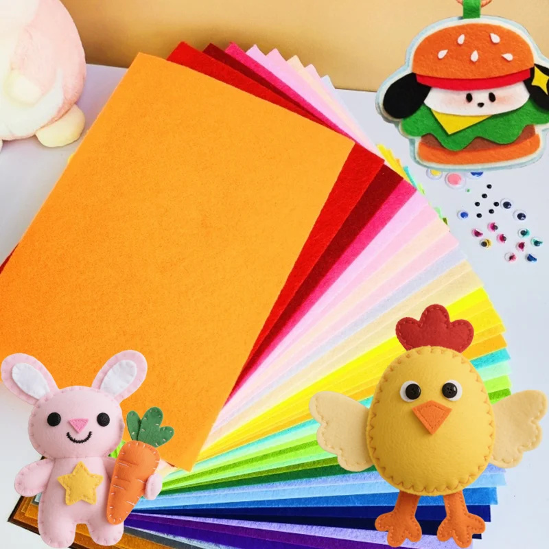 40 pieces of A4-shaped handcrafted felt pieces, a 1-millimeter thick hard multi-color non-woven fabric set, DIY sewing handcraft