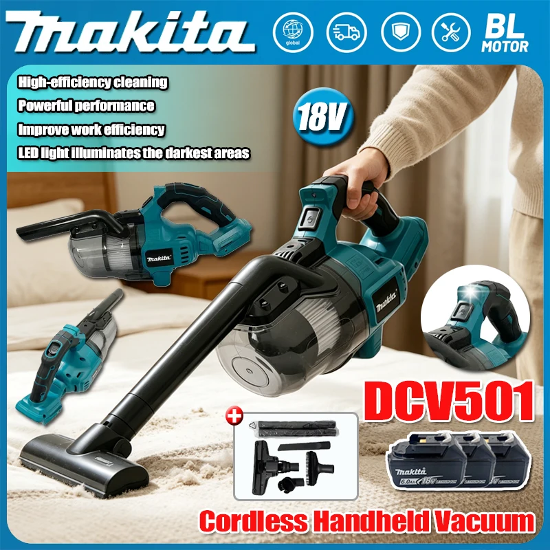 Makita DCV501 Cordless Handheld Vacuum Cleaner Portable Brushless Vehicle Mounted Floor Cleaner Household Power Tools for 18v