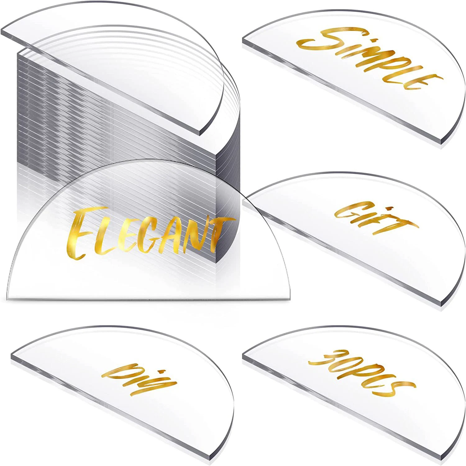 

20/30/50/100 Clear Blank Semicircle Acrylic Wedding Venue Card Diy Wedding Event Birthday Table Number Seat Card Acrylic Plates