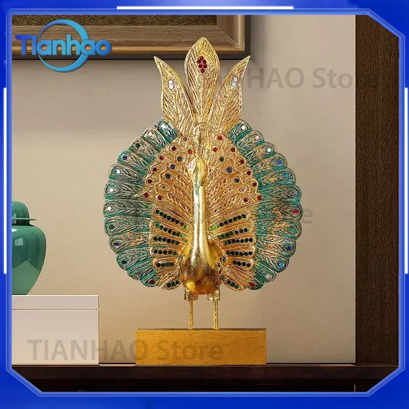 Peacock Ornament Wood Carving Porch Decoration for Creative Home Decoration Southeast Asia Soft Decoration Crafts