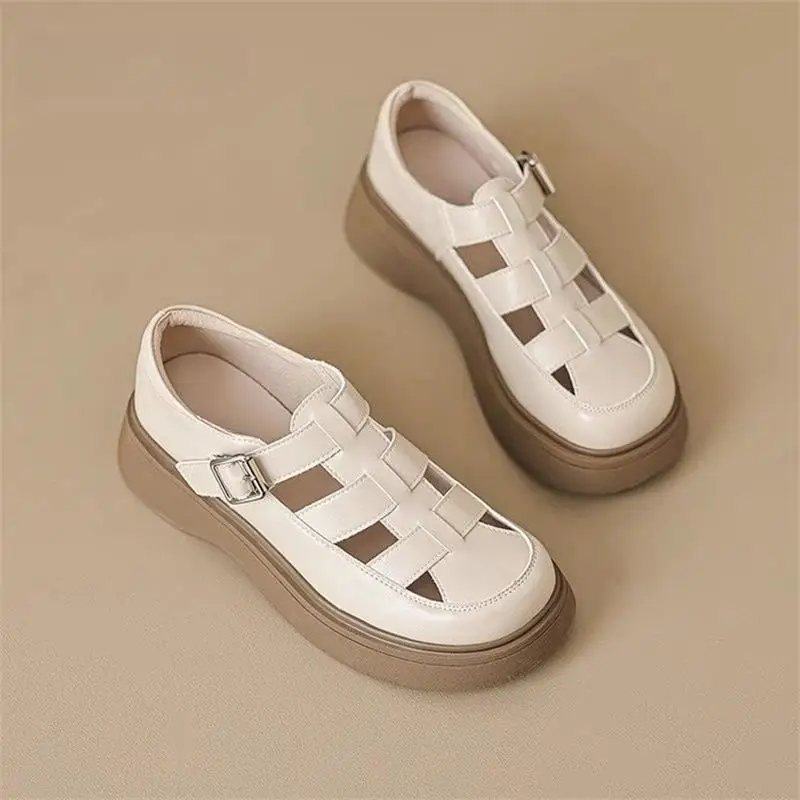 

Women's PU Leather Hollow Platform Sandals Trend Fashion Closed Toe Sandals Soft Sole Anti-slip Roman Sandals Sandalias De Mujer