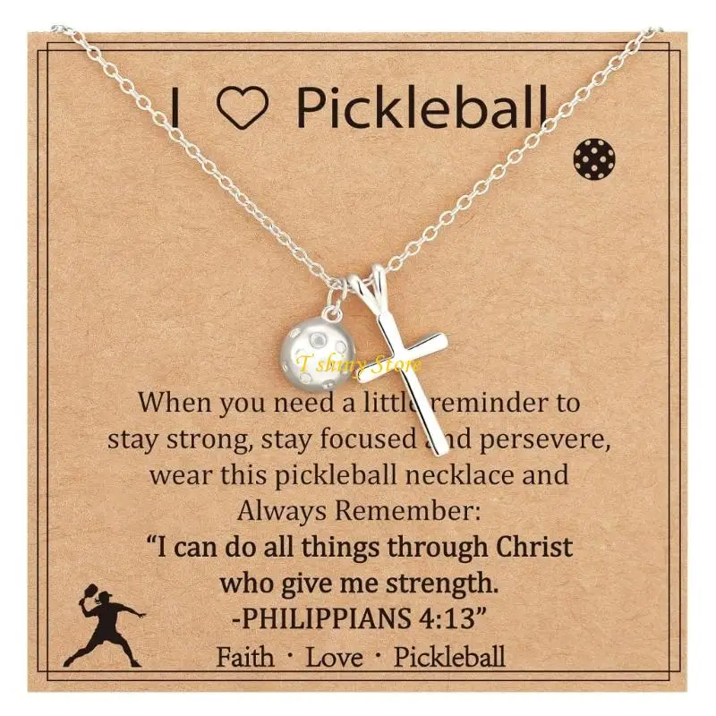 N58F Adjustable Chain Necklace with Crucifix Pendant and Sports Themes Basketball Softball Football Lightweight Copper Charm