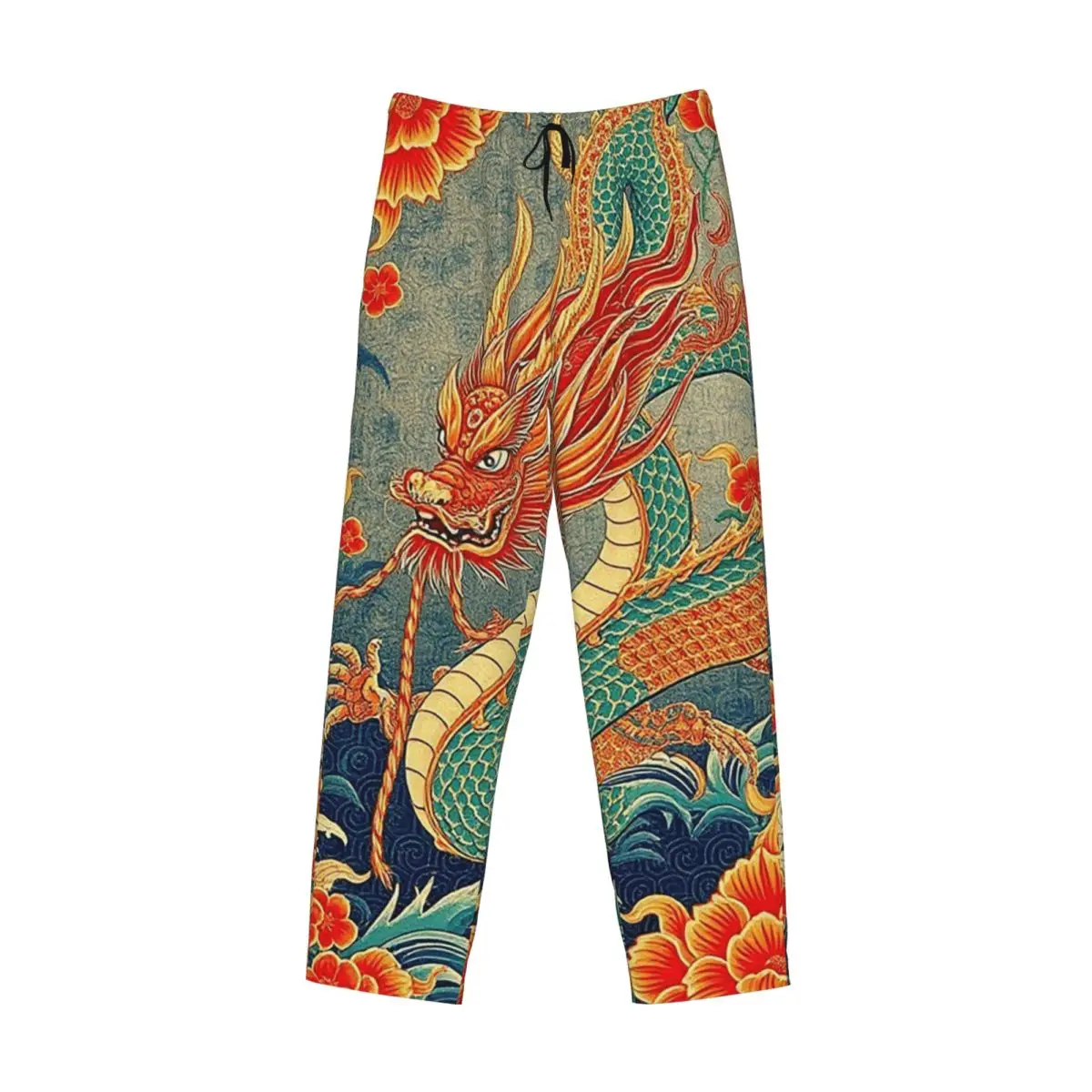 

Пользовательские китайский дракон, азиатский восточный стиль, художественные пижамные штаны, мужская одежда для сна, штаны для сна с карманами