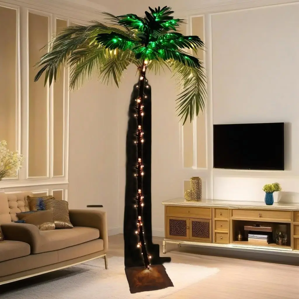 Warm White LED Palm Tree with 252 Lights - 400 cm Decorative Lighting for Indoor & Outdoor Use