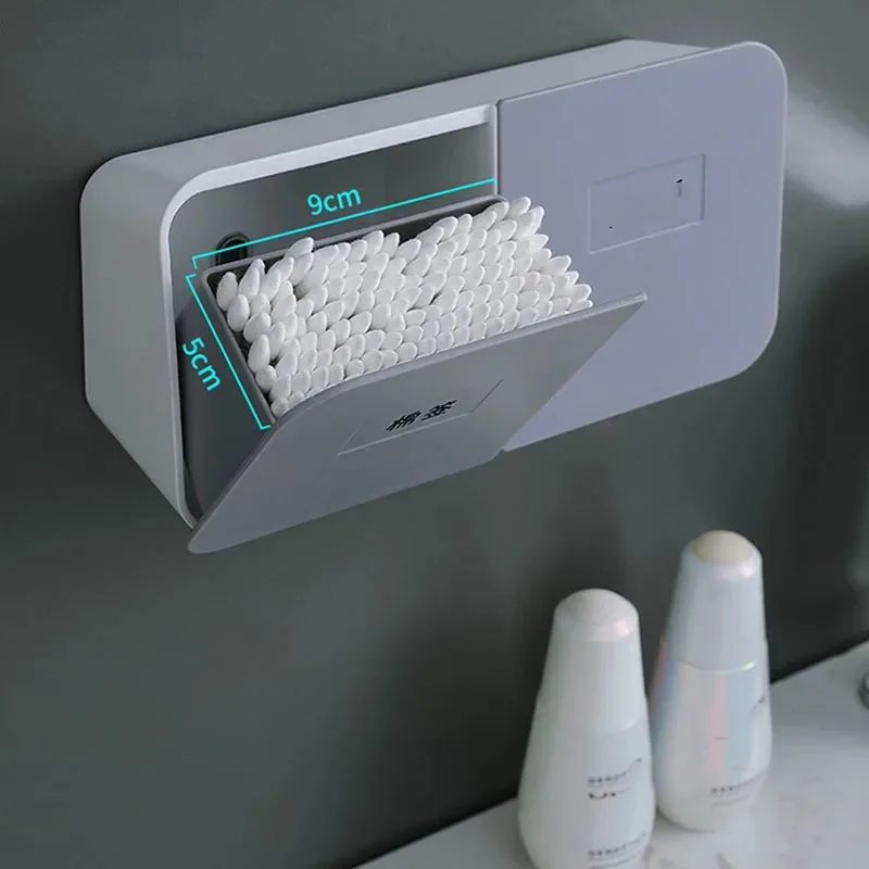 Organizzatore del bagno tamponi di cotone portaoggetti porta tampone di plastica contenitore per tampone a parete supporto per tampone di cotone organizzatore cosmetico