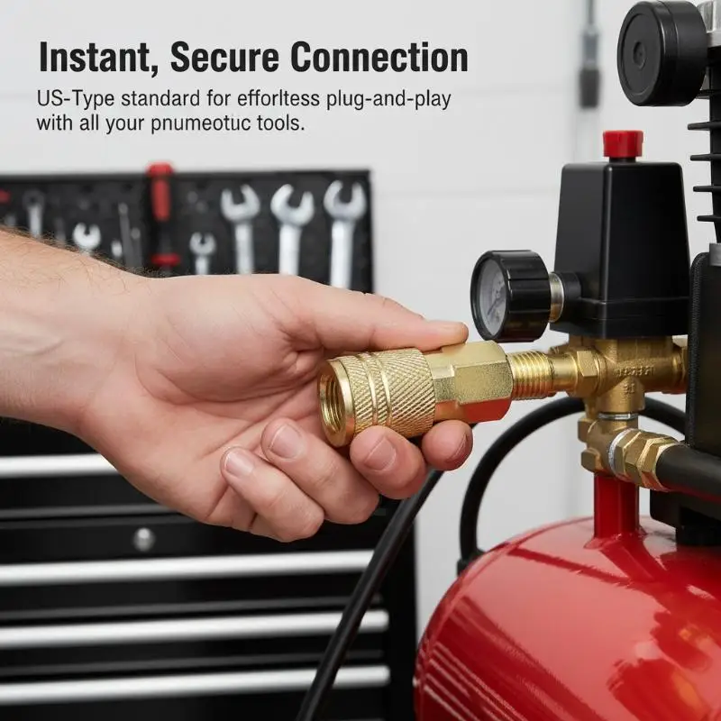 US Type Air Hose Quick Connect Plug 1/4 NPT Male Coupler Reliable Fitting for Compressor Workshop Use