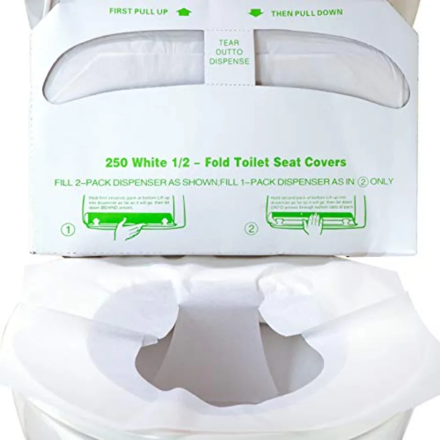 

Biodegradable Half-Fold Toilet Seat Covers Pk. Self-Flushing, Disposable Potty Papers Keep Toilets Clean and Family Healthy. Sa