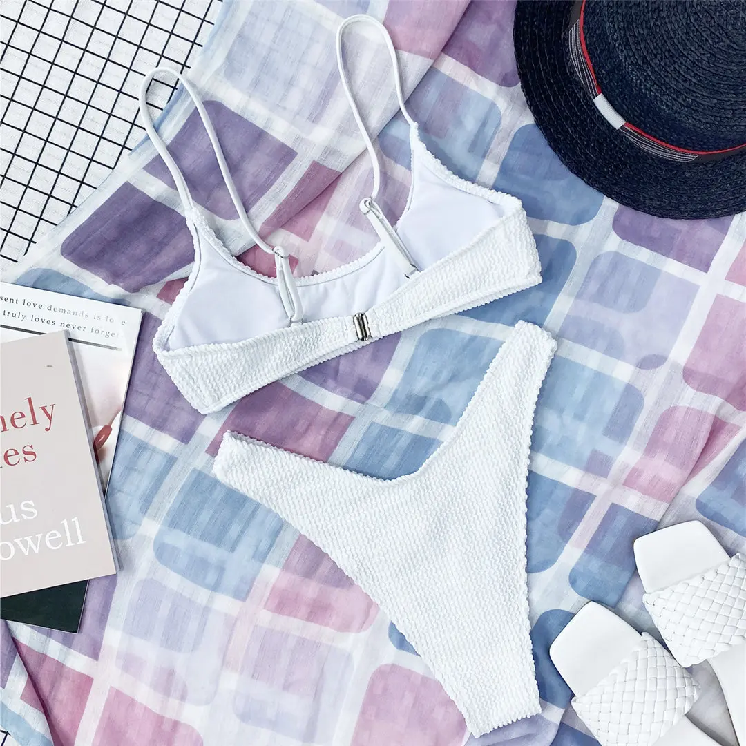Neuer, sexy, geraffter Bikini, Damen-Badeanzug, zweiteiliges Bikini-Set, mittelhoher Bund, Badebekleidung, Badeanzug, Modell V3032P. – Detail 35