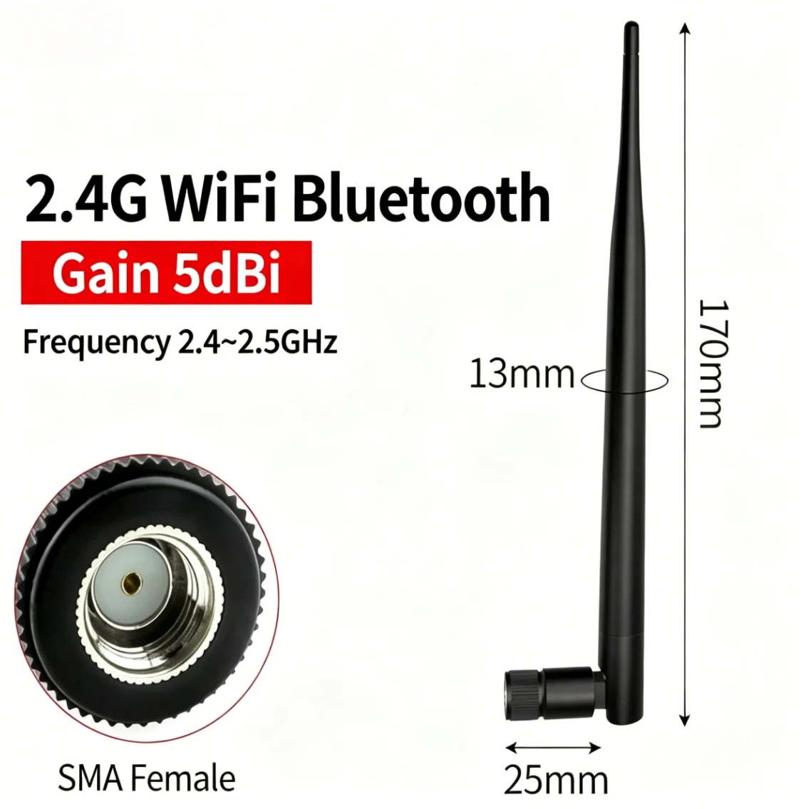 2.4GHz 5dBi Omni Directional WiFi Bluetooth Antenna 195mm SMA Female Connector Wireless Router Antenna TX2400-JKS-20RP