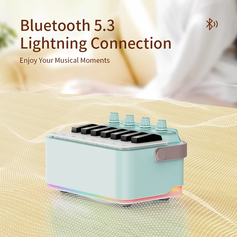 2024 New Multi-function Piano Soundbox RGB Atmosphere Night Light Audio Subwoofer Smart Home Creative Wireless Bluetooth Speaker