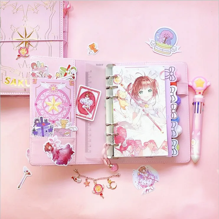 Anime Magic Girl Cardcaptor Sakura Notepad Cute PinkTravel Journal Handbook Tool Material Set Cosplay Doujin Gifts