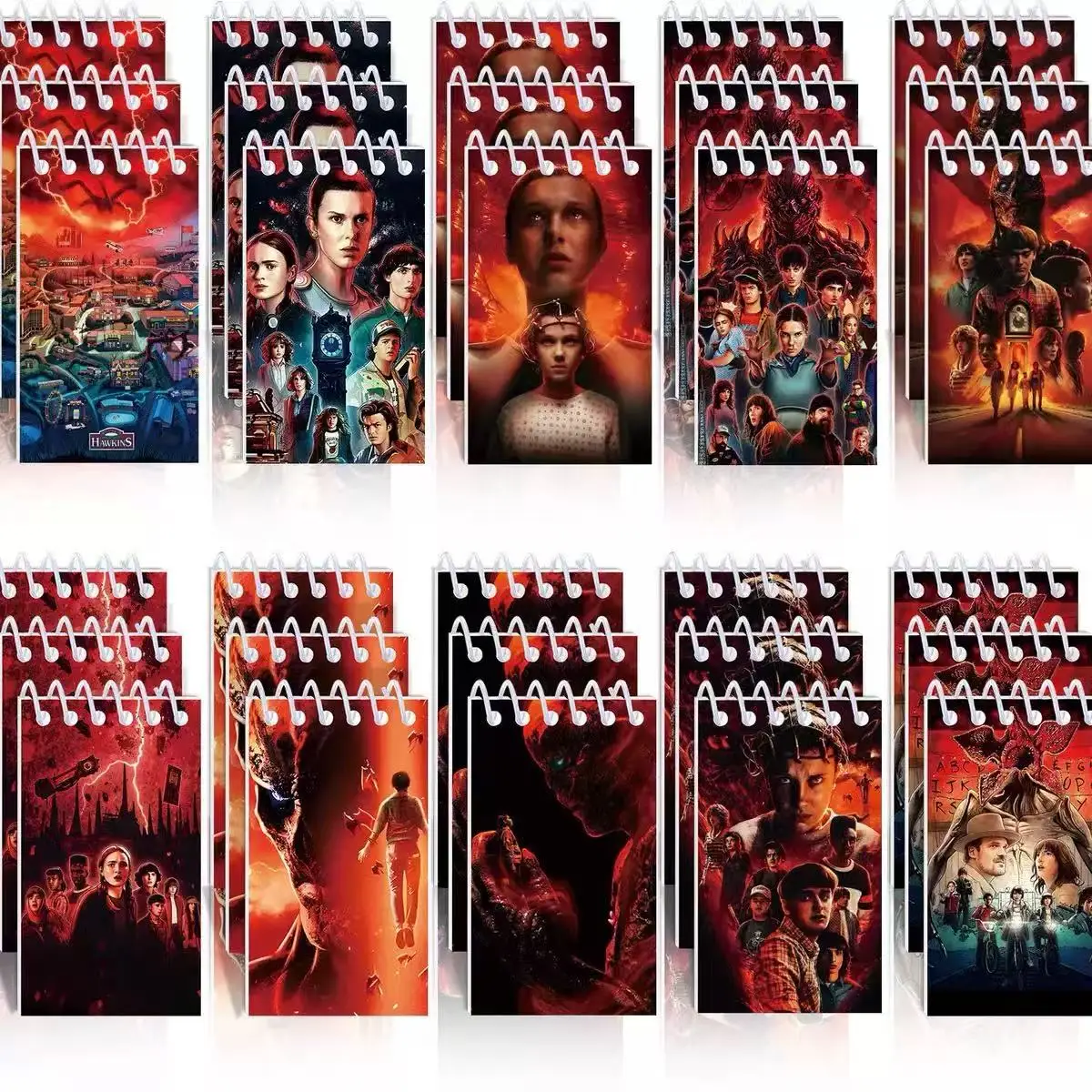 10 Cuadernos Espirales Mini de la Serie de TV de Terror, Estilo Retro de los 80, Libretas de Bolsillo, Recuerdos para Fiestas de Cumpleaños Infantiles, Regalos Escolares