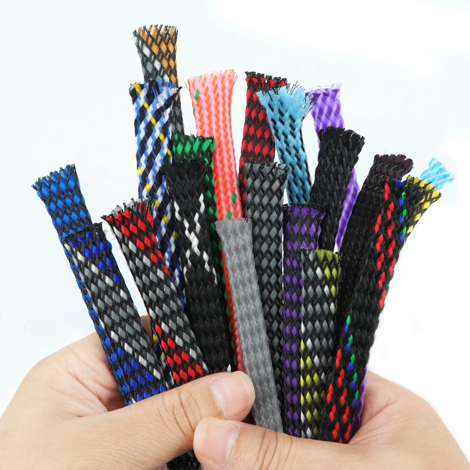 2~30m 4mm 8mm 12mm PP Cotton+PET Yarn Insulated Wire Organizer Sheath Cable Protective Cable Sleeves Wear Resistant Cable Sleeve