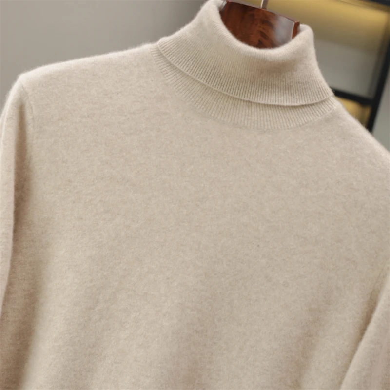 100% Pure Cashmere Sweater Men's Lapel Collar Pullover Sweater Autumn Winter New Knitted Base Sweater Versatile Basic Clothing