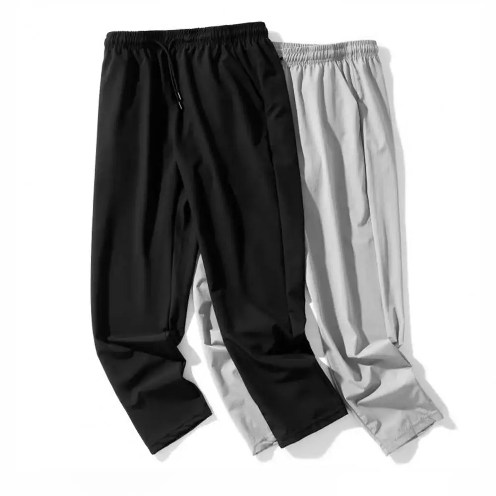 Мужские повседневные брюки стандартного кроя, стильные мужские повседневные брюки с усиленными карманами, однотонные летние брюки с завязками на талии