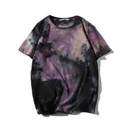 Men 2024 Summer New Hot Hip Hop Streetwear Fashion T-Shirts Tops Tees Men Casual Tie-Dye O-Neck Brand Short Sleeve T-Shirts Men