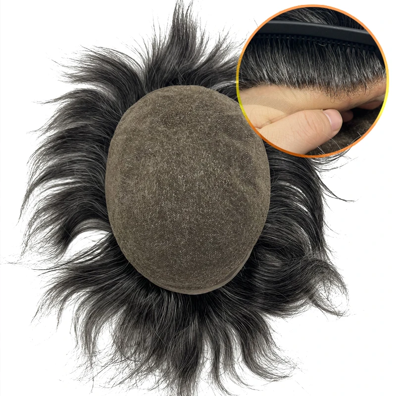 Full French Lace Mens Human Hair Replacement Systems Breathable Toupee For Men