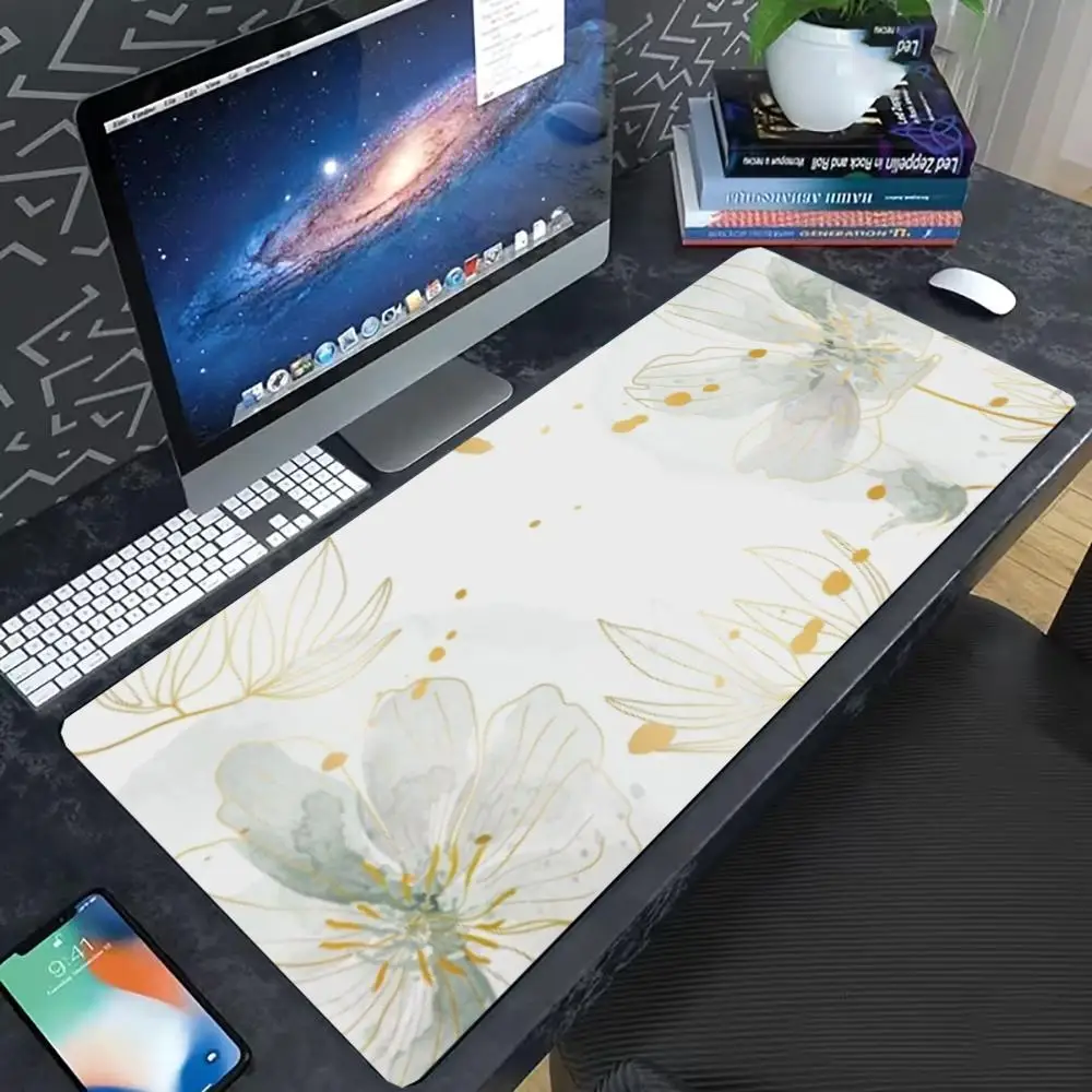 Chinese Oriental White Cloud XXL Non-slip Rubber Stitched Keyboard Mat for E-sports Gaming Workstation mouse pad