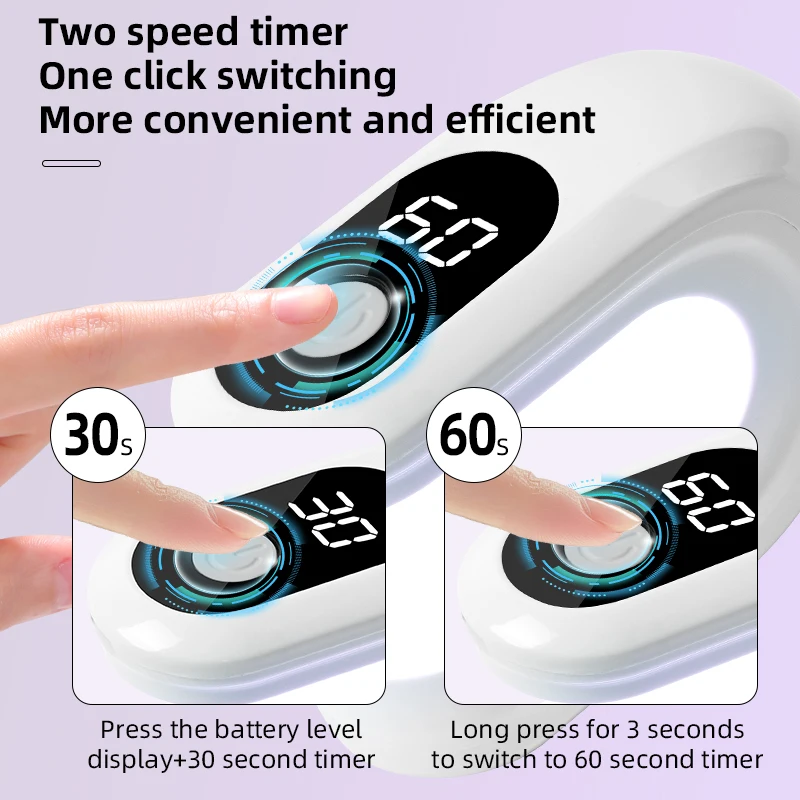 Mini lampe sèche-ongles UV LED, avec écran LCD, minuterie 30/60S, vernis Gel à durcissement rapide, outil de manucure Portable USB, nouveauté 2025