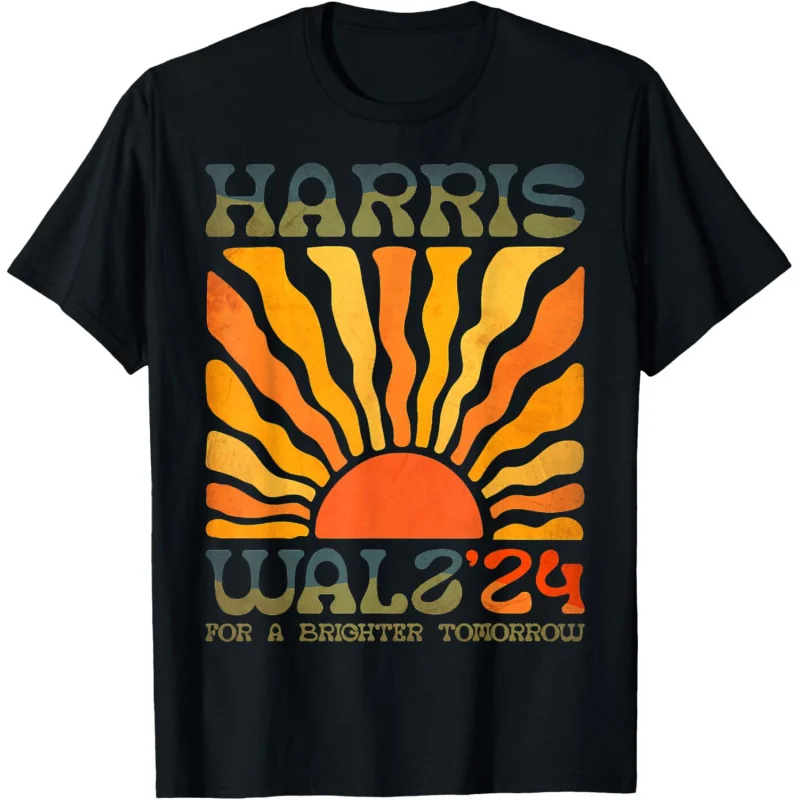 Kamala Harris Waltz Pattern Printed T-shirt for a Brighter Tomorrow