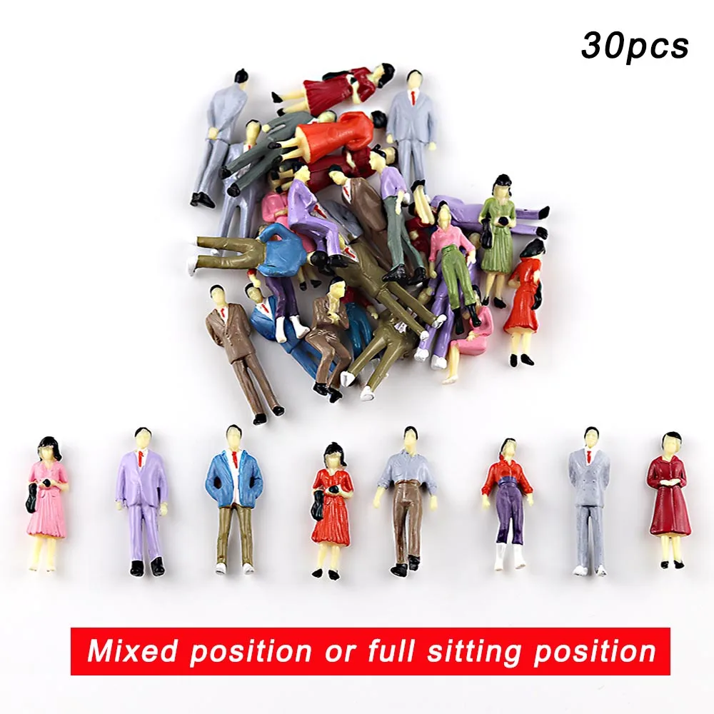 Scale 1:50 Model People ABS Painted Stand Or Sitting Figures Man For HO Train Sand Table Building Scene Materials Diorama 30Pcs