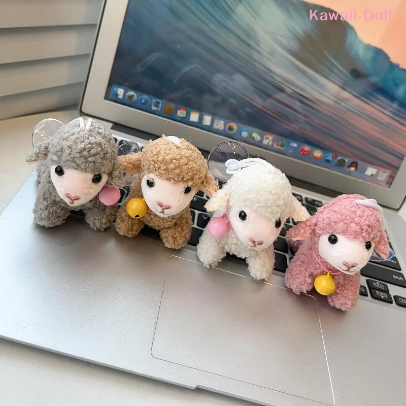 [DO]13cm Cute Mini Fluffy Sheep Plush Pendant With Suction Cup Soft Touch For Backpack Decor Gifts[DO] - view 4