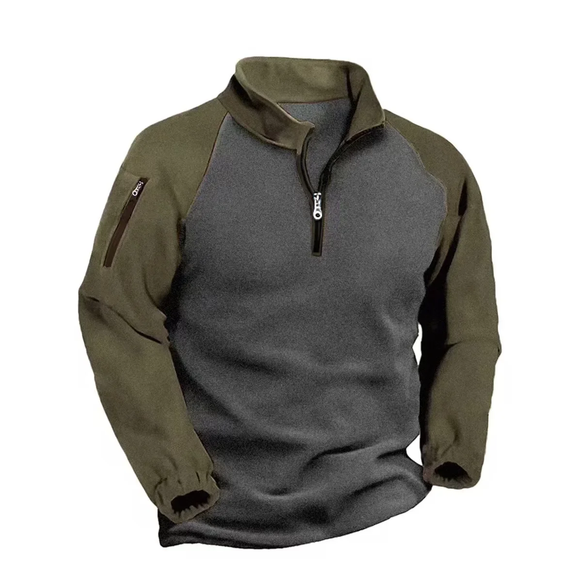 Men's Fleece Sweatshirt, Warm Polar Fleece Color Block Pullover Jacket for Autumn Winter - AC11
