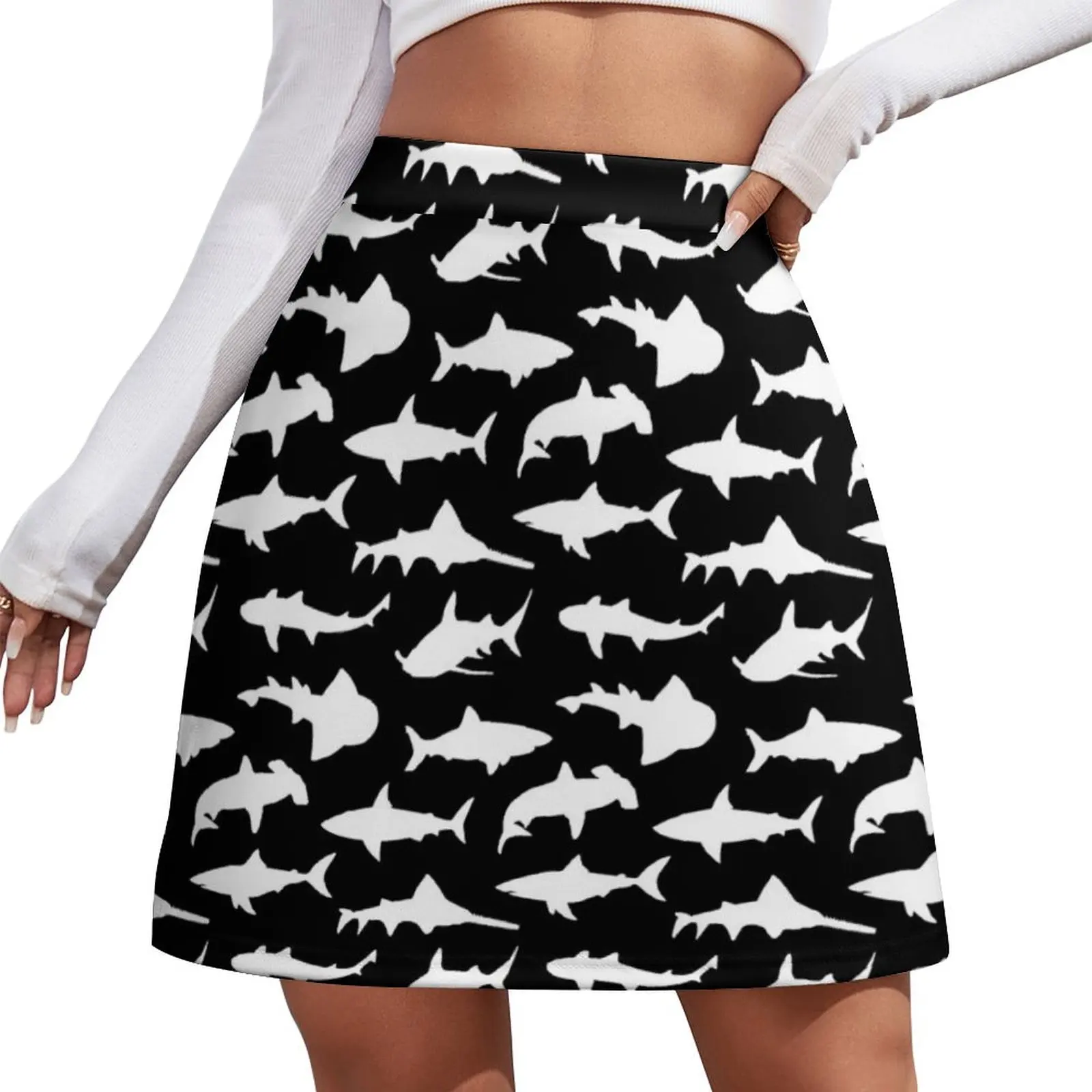 

Sharks on Black Mini Skirt fashion Sexy mini skirt women's summer clothing 2026 Clothing
