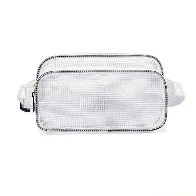 A2BE Weatherproof Meshes Waist Pack Adjustable Belt Anti-Statics Clear PVC Storage Bag