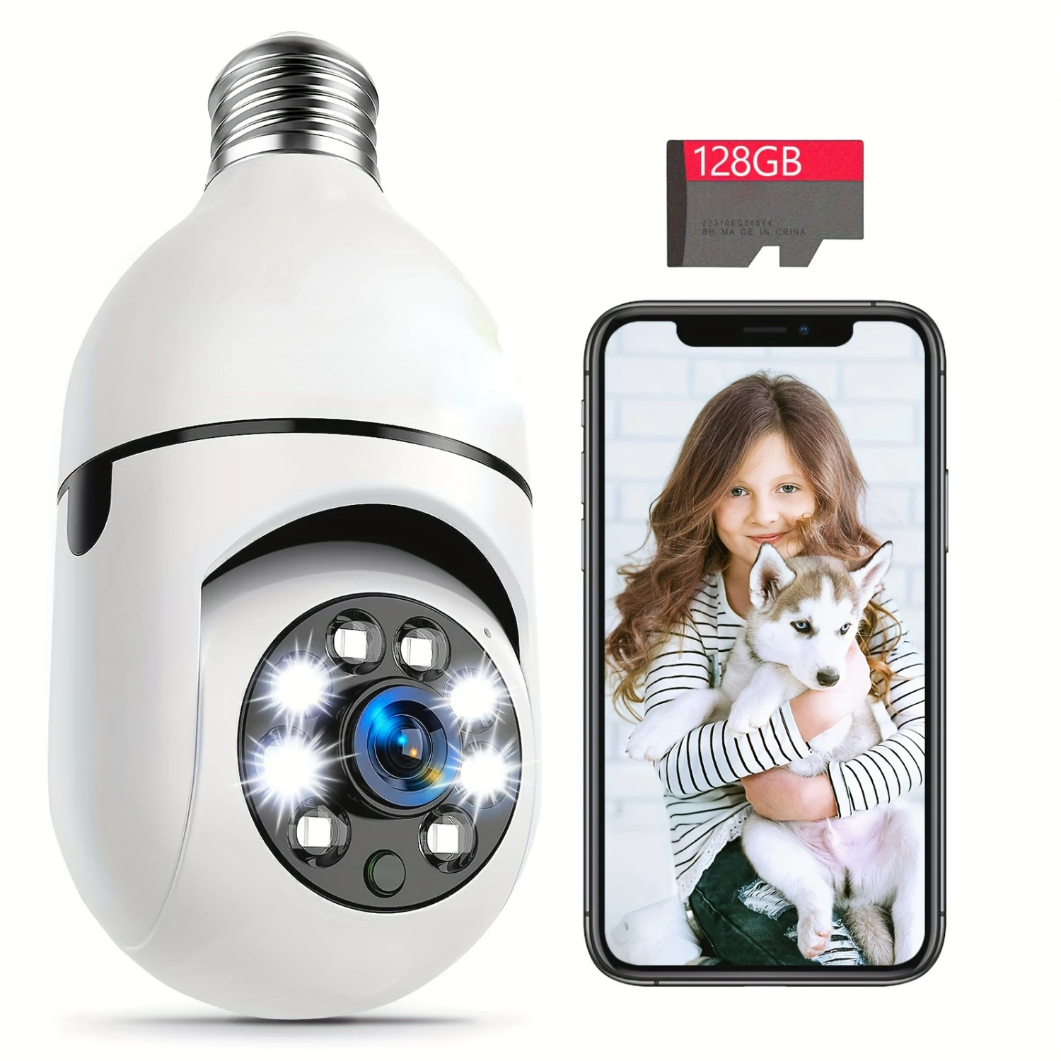 

High-definition 128G Lightbulb Security Camera with Advanced Motion Detection and Remote Monitoring for Enhanced Home Safety and