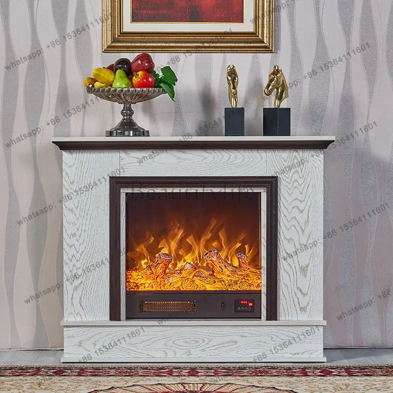 YJ 1/1.2 pastoral European mantel decoration American rural electric fireplace white dark wood heating fireplace cabinet