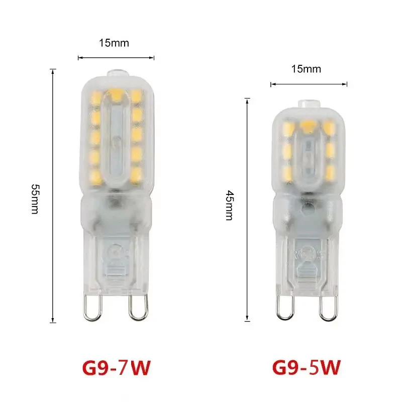 Pop 10X Mini LED Lamp G9 Dimmable 5W 7W 14Leds 22Leds LED High Bright Bulb Warm/Cool White Replace 45W Halogen AC 220V SMD2835 L