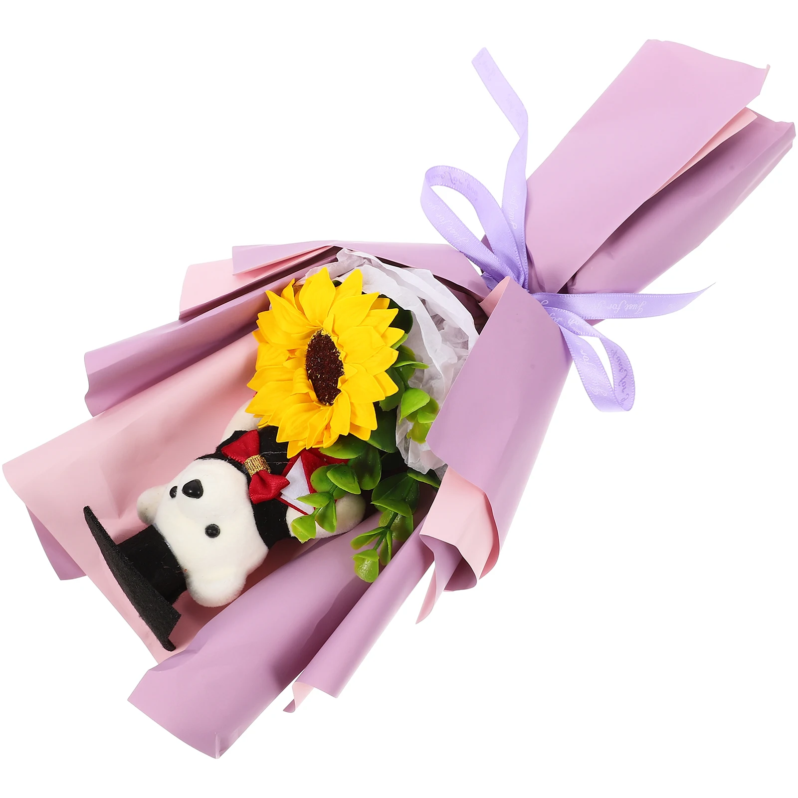 

Dr Bear Flower Bear Banquet Purple Foam Plastic Cloth Material Photoshoot Chic Graduation Bouquet Prop Gift