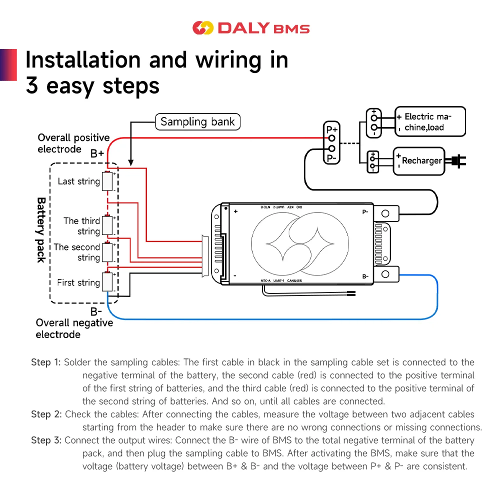 Daly BMS 200A LiFePo4 4S 12V 16S 48V  3.7V Li-Ion 7S 13S 14S 3.2V BMS NO CAN for Electric Vehicles Inverters Home Energy view 4