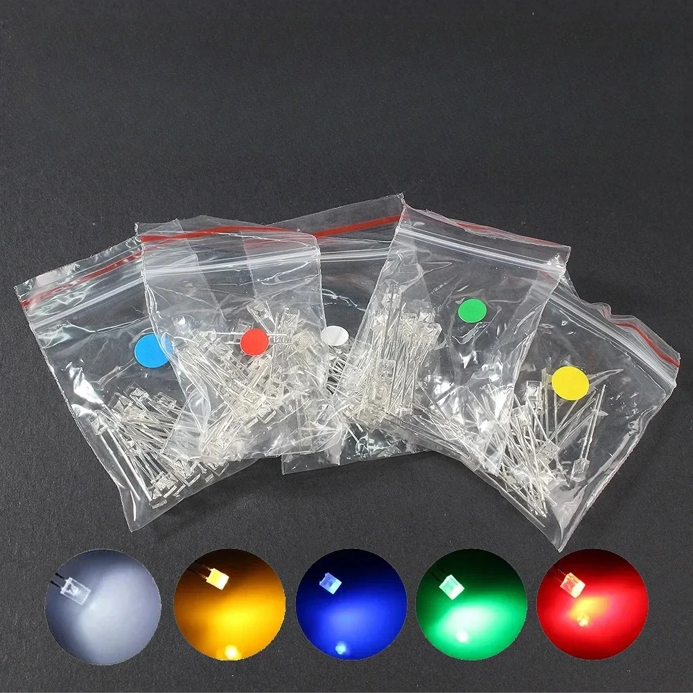 50/100/200PCS 2x3x4mm LED Diode Kit Square LED Emitting Diodes Yellow Green Red White Blue for DIY Electronics Arduino