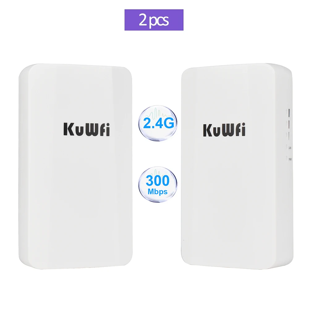KuWFi 300Mbps 2.4Ghz CPE Bridge Outdoor Draadloze WiFi Signaal Extender PTP PTMP Tot 1KM 24V POE AP Repeater Modus voor IP Camera