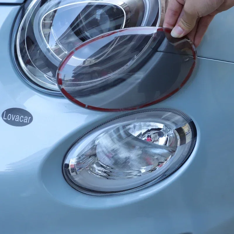 

For Fiat 500 2016-2025 ABS Amber Car Lampshade High Beam Lamps Decorative Cover Protective sticker Car Accessories