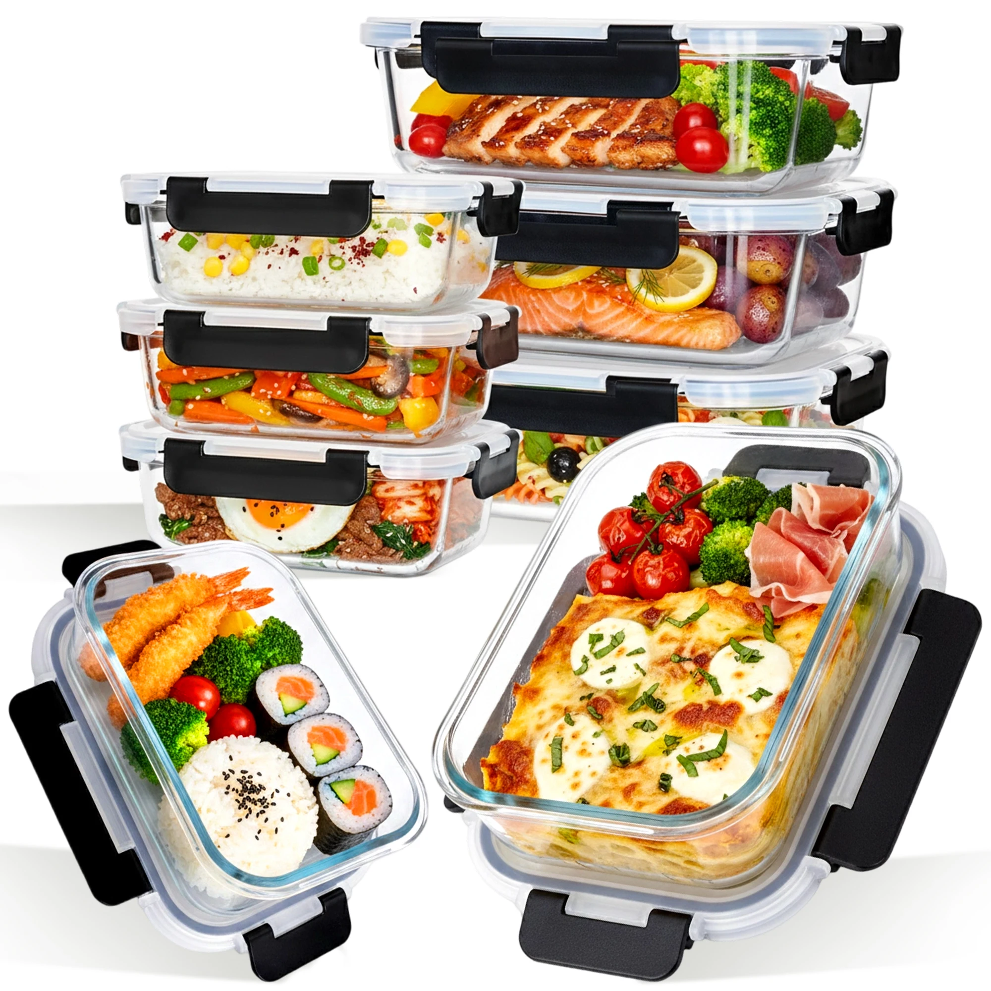 1520ml & 640ml Glas-Lebensmittelbehälter-Set, Luftdicht & Auslaufsicher, Ideal für Familien-Mahlzeitenvorbereitung und Lunchboxen