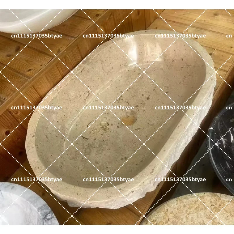 Irregular Shape Unique design Beige color marble Sink Bathroom Countertop Washbasin Natural Surface Outlook for Bathroom