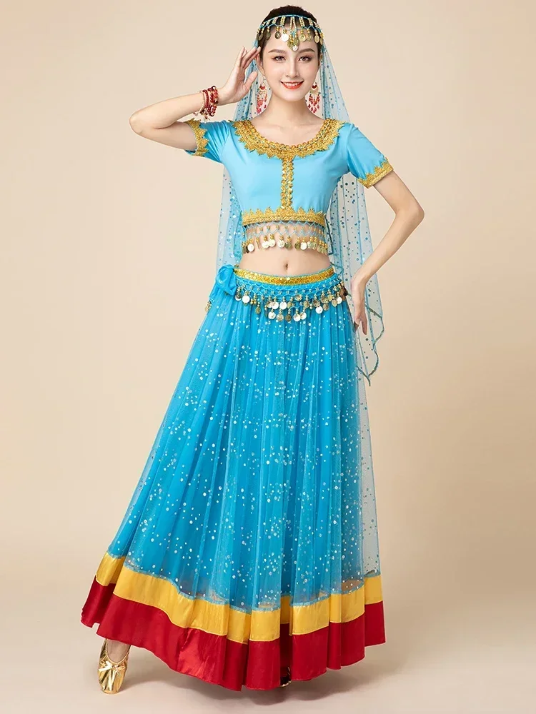 Exotic Western Region Dance Girl Belly Annual Party Group Dance Costume Set of Five Pieces