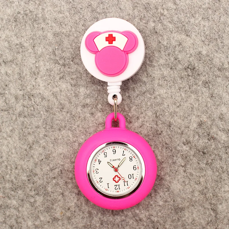 Reloj de bolsillo retráctil con Clip para hombre y mujer, accesorio de dibujos animados, Doctor, Minnie, ratón con lazo bonito