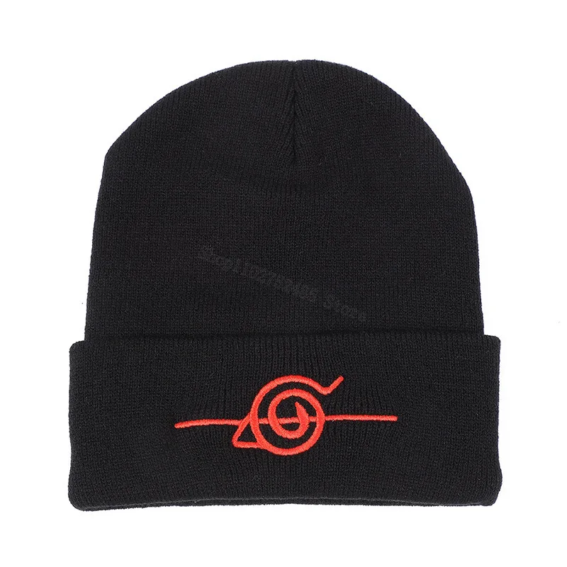 Anime NARUTO haftowane czapki Cartoon czapki z dzianiny zimowe ciepłe akcesoria mężczyźni kobiety Cosplay wełniana czapka odzież narciarska czapki prezent — zdjęcie 6