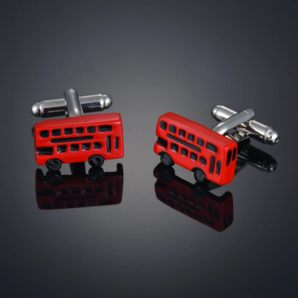 Novelty Luxury Red Fire Engine Cufflinks for Mens Quality Fire Truck Cufflinks Shirt Cuff Links