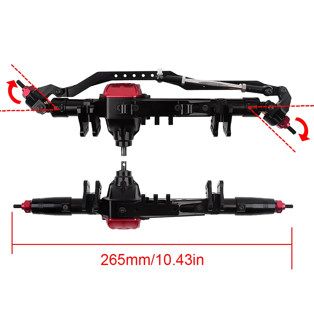 INJORA Complete Metal RC Car Front Rear Axle for 1:10 RC Rock Crawler Axial WRAITH 90018 90020 90045 RR10 90048 90053