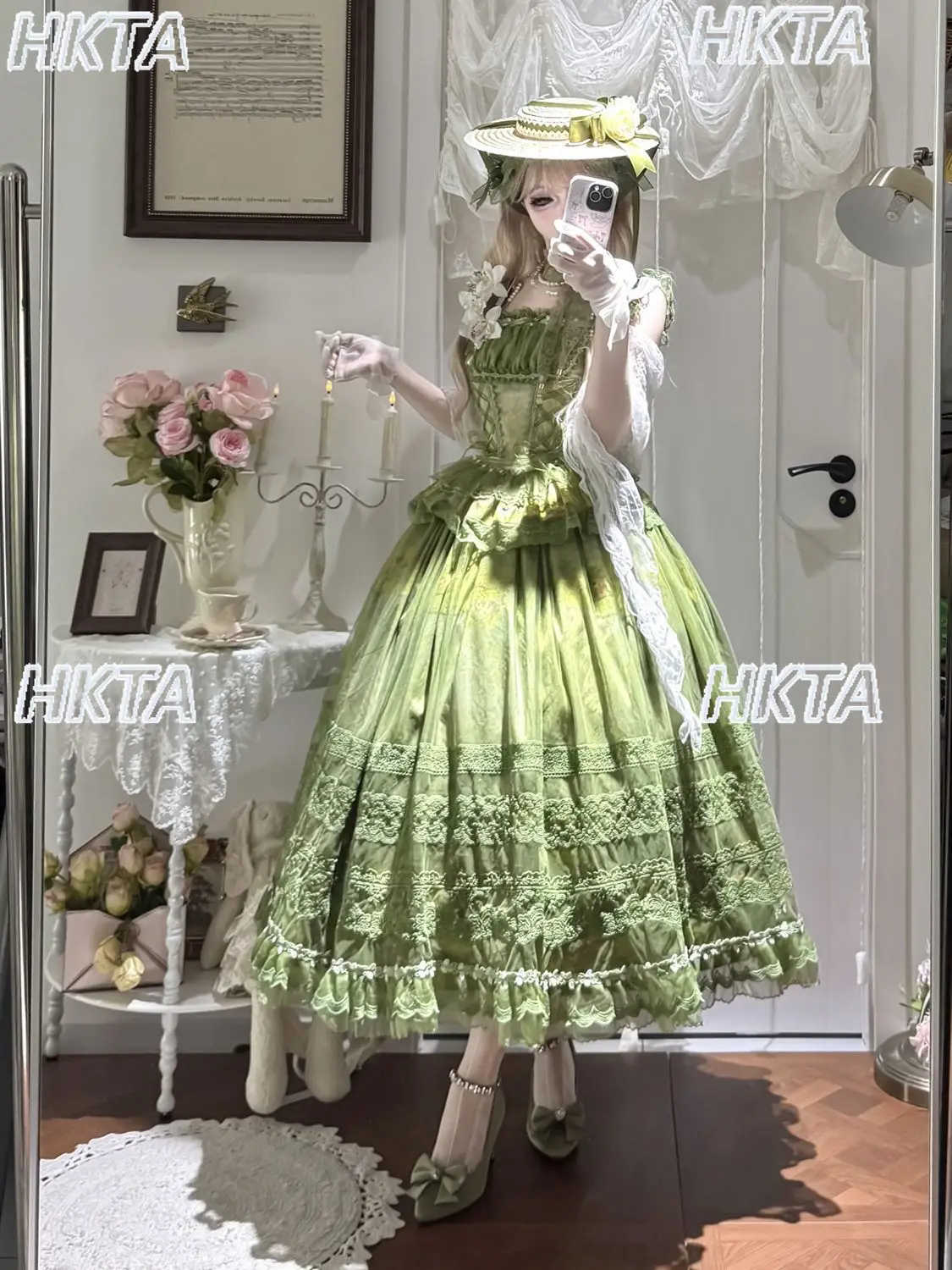 لوليتا فستان الأميرة الحلوة أنيقة الظلام تحلق كم الدانتيل خياطة الأشرطة رمادي أزرق طويل الحمالات سترة تنورة علوية مجموعة النساء